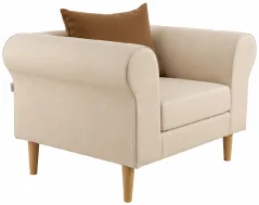 lounge křeslo Versailles v elegantním béžovém potahu s hnědým polštářem lounge křeslo Versailles v elegantním béžovém potahu s hnědým polštářem