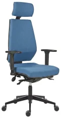 Zátěžová ergonomická židle 1870 SYN Motion PDH Super Heavy s nosností 200 kg, modrý potah, předoboční pohled