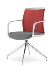 Otočná židle Leaf 506,F70-N6 (4-ramenný ALU kříž leštěný, bílý rám, opěrák síťovina, kluzáky)