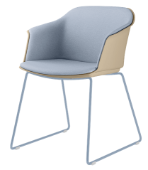 Konferenční křeslo Wave 032-Q-N15 (drátěná kostra holubí modrá RAL 5014, plastový korpus s vnitřním