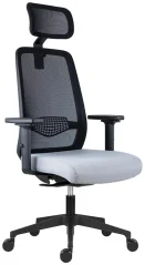 Ergonomická židle 1390 SYN K Tullio se síťovinou i podhlavníkem, šedý sedák, područky - předoboční pohled